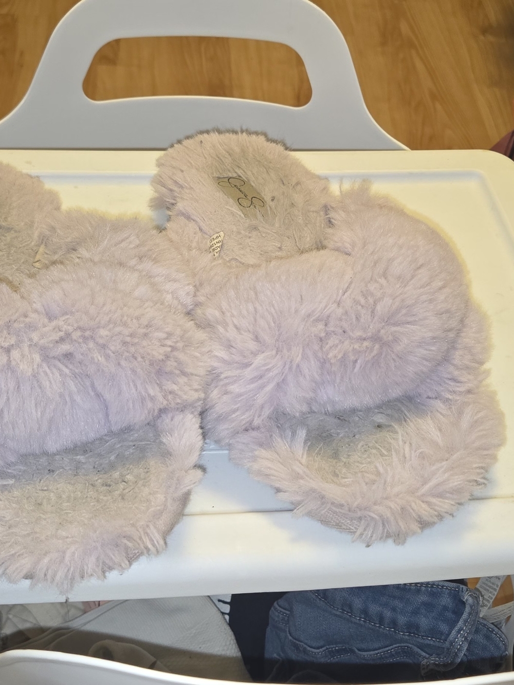 Jessica Simpson Lilac Fuzzy Slide Slippers